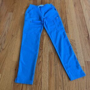 FIGS Yola High Waisted Skinny Scrub Pants Women's Size XXS Blue Drawstring *READ